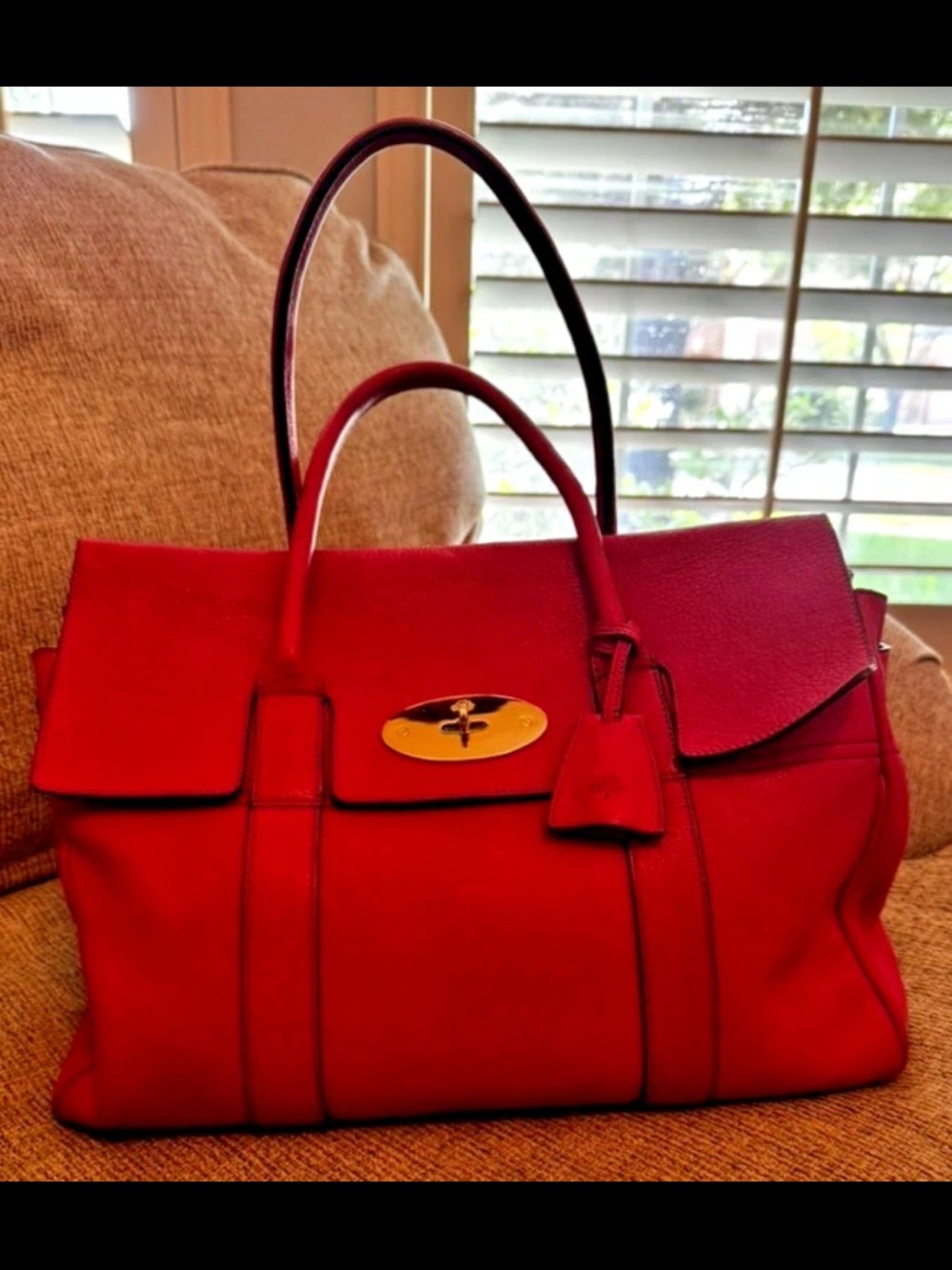 Mulberry Pink Leather Satchel with Gold Hardware
